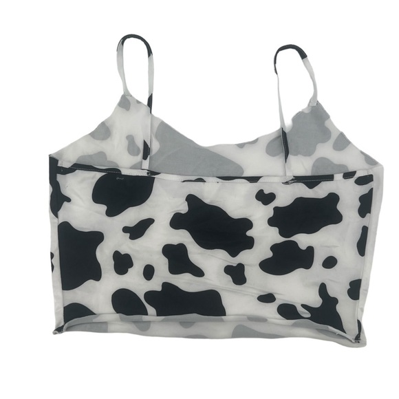 Cow Print Spaghetti Strap Crop Tank Top Size Large Women’s - Picture 3 of 5